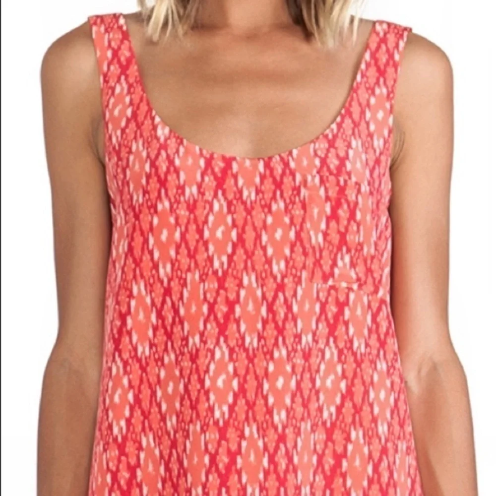 Joie Dawna Ikat 100% Silk Sleeveless Tank Mini Dress in Spiced Coral Size XS - Picture 3 of 11